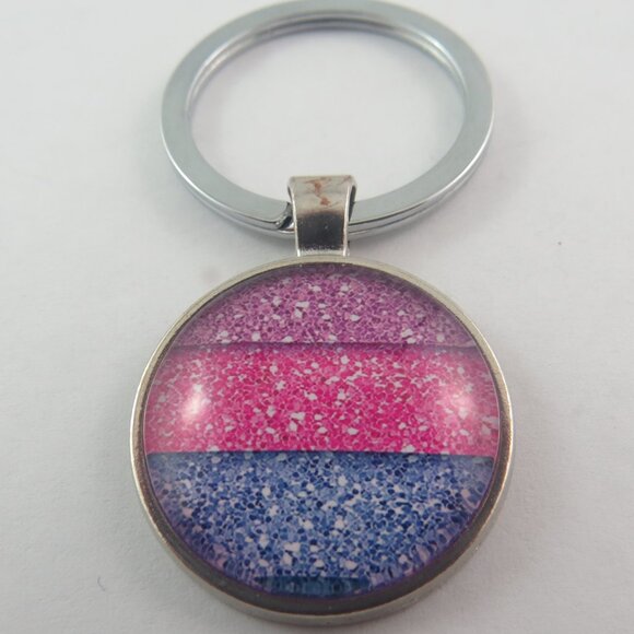 Glitter Keychain Pink Purple Blue Sparkle Key Ring Colorful Fun Bag Accessory - Picture 1 of 4